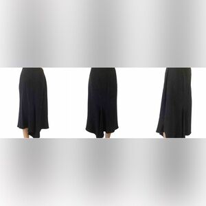 Max Mara Italy Midi Skirt Black Asymmetric Hem Size 10
